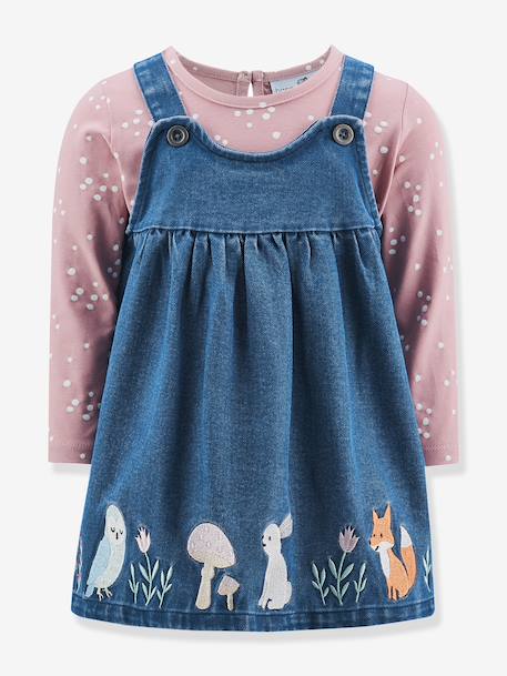 Ensemble fille : robe en jean et t-shirt Happy Girls bleu jean 1 - vertbaudet enfant 