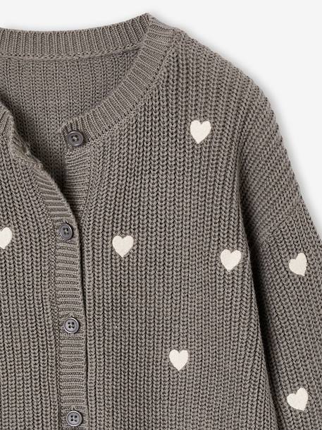 Gilet fille fantaisie en côte perlée bleu grisé+blush+écru+olive+vanille 12 - vertbaudet enfant 
