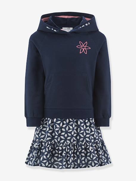 Robe à capuche fille Happy Girls marine 1 - vertbaudet enfant 