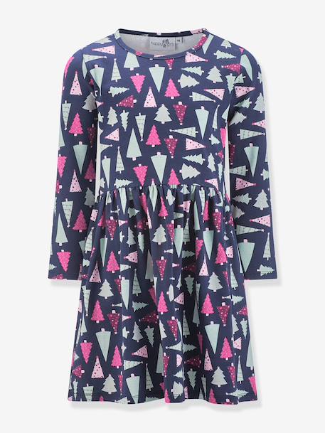 Robe avec imprimé sapins de Noël fille Happy Girls marine 1 - vertbaudet enfant 