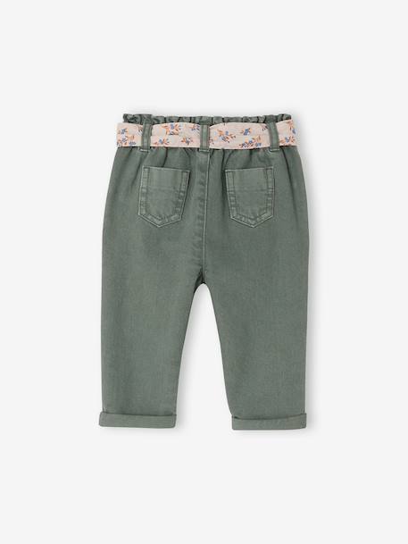 Pantalon paperbag bébé fille VERT MOYEN UNI 2 - vertbaudet enfant 