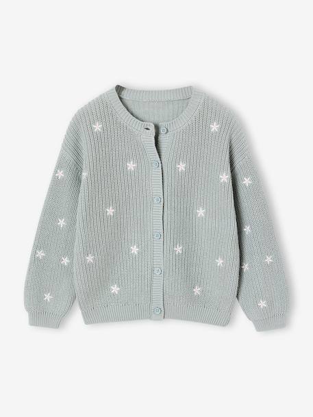 Gilet fille fantaisie en côte perlée bleu grisé+blush+écru+olive+vanille 1 - vertbaudet enfant 