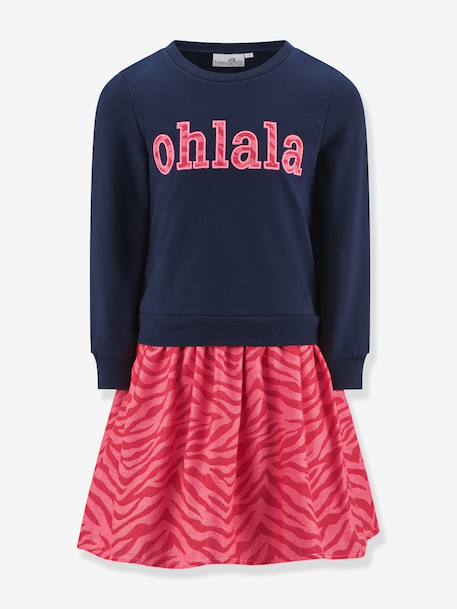 Robe avec inscription Ohlala fille Happy Girls marine 1 - vertbaudet enfant 