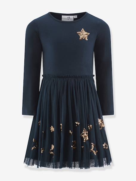 Robe avec étoiles à sequins fille Happy Girls bordeaux+marine 3 - vertbaudet enfant 