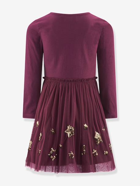 Robe avec étoiles à sequins fille Happy Girls bordeaux+marine 2 - vertbaudet enfant 