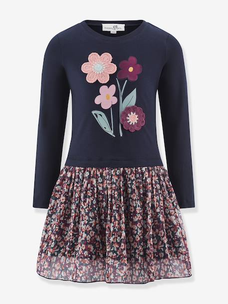 Robe avec fleurs fille Happy Girls marine 1 - vertbaudet enfant 