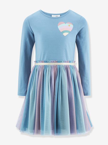 Robe avec cœur arc-en-ciel fille Happy Girls bleu ciel 1 - vertbaudet enfant 