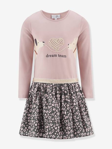 Robe avec imprimé chiens fille Happy Girls rose nude 1 - vertbaudet enfant 