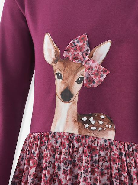 Robe avec imprimé biche fille Happy Girls bordeaux 3 - vertbaudet enfant 