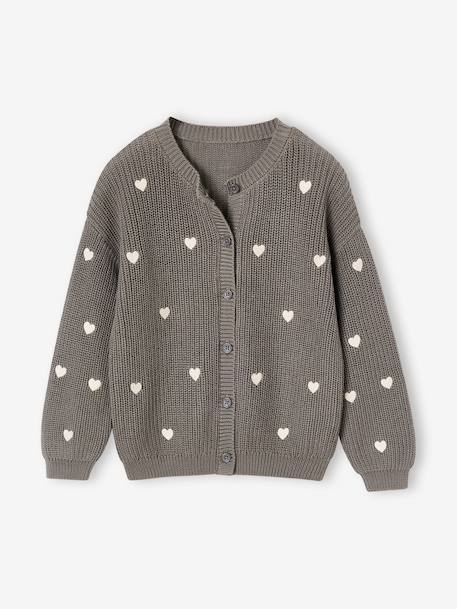 Gilet fille fantaisie en côte perlée bleu grisé+blush+écru+olive+vanille 10 - vertbaudet enfant 