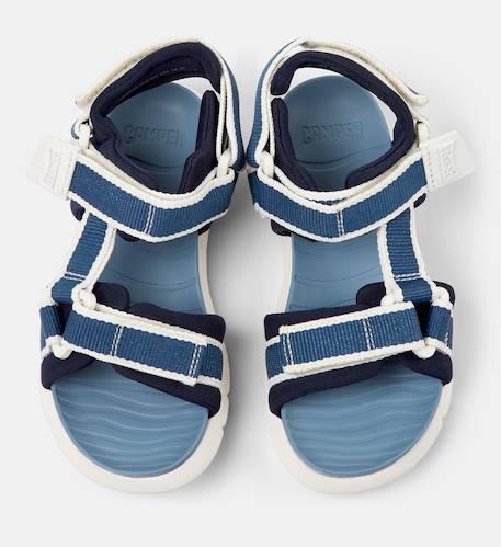 Sandales garçon cuir ORUGA Blanc bleu+Blanc rouge+Bleu blanc 14 - vertbaudet enfant 