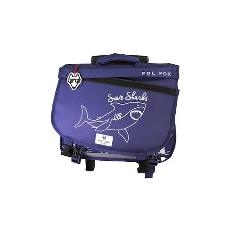 Cartable - roulettes 38 cm garçon pol fox shark réversible avec - compartiments - primaire - bleu marine avec motif requin Bleu 6 - vertbaudet enfant 