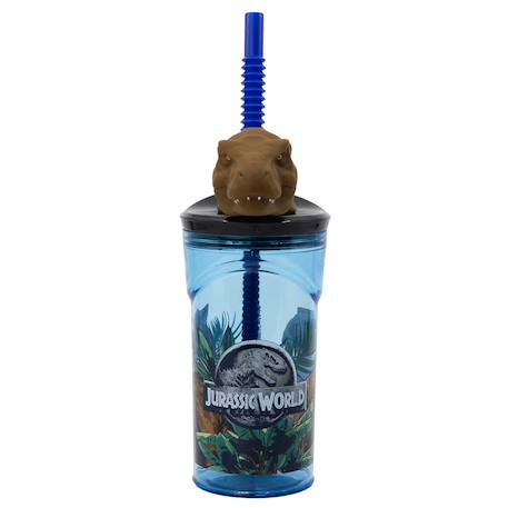 Gobelet plastique avec paille et décor 3d dinosaure jurassic world 360 ml Bleu / vert / noir 3 - vertbaudet enfant 