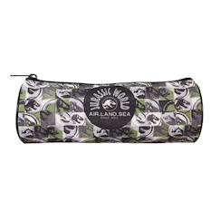 -Jurassic world - trousse scolaire ronde - vert/noir - garçon - 1 compartiment zippé