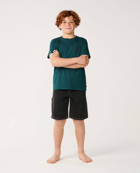 T-shirt à manches courtes let's see the waves enfant Bleu tempête+Bleu vert+Noir 10 - vertbaudet enfant 