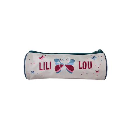 Lili lou - trousse scolaire ronde - beige - fille - 1 compartiment Beige 4 - vertbaudet enfant 