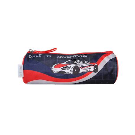 Fille-Accessoires-Fourniture scolaire-Phileas - trousse scolaire ronde voiture - bleu/rouge - garçon - 1 compartiment zippé