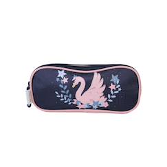 -Phileas - trousse scolaire cygne - bleu/rose - fille - 2 compartiments zippé