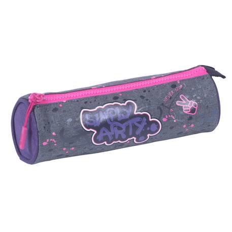 Trousse ronde 22 x 7 cm graffiti zippée kip Gris 1 - vertbaudet enfant 