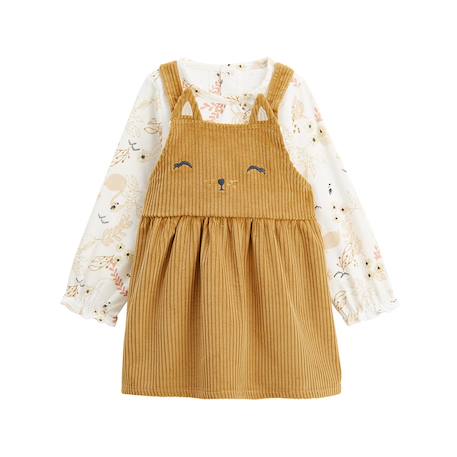 Ensemble bébé robe en velours côtelé et t-shirt swan Ocre 2 - vertbaudet enfant 
