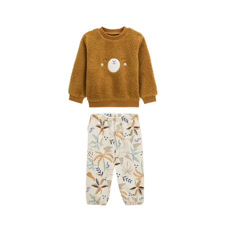 Ensemble bébé sweat-shirt en sherpa et pantalon en molleton lamascotte Camel 2 - vertbaudet enfant 
