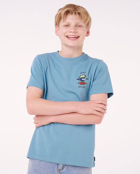 T-shirt à manches courtes let's see the waves enfant Bleu tempête+Bleu vert+Noir 6 - vertbaudet enfant 