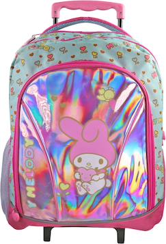 -My melody - sac àroulettes scolaire birdy - rose - effet holographique - 2 compartiments