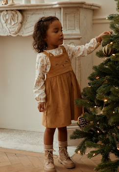 -Ensemble enfant robe en velours côtelé et t-shirt swan