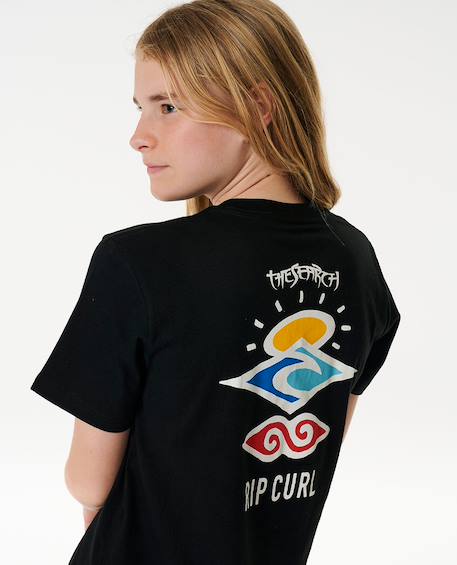 T-shirt à manches courtes let's see the waves enfant Bleu tempête+Bleu vert+Noir 17 - vertbaudet enfant 