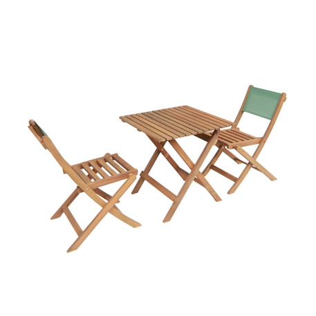 Table de jardin bistrot enfant bois d'acacia + 2 assises - elise Terracotta+Vert de gris 8 - vertbaudet enfant 