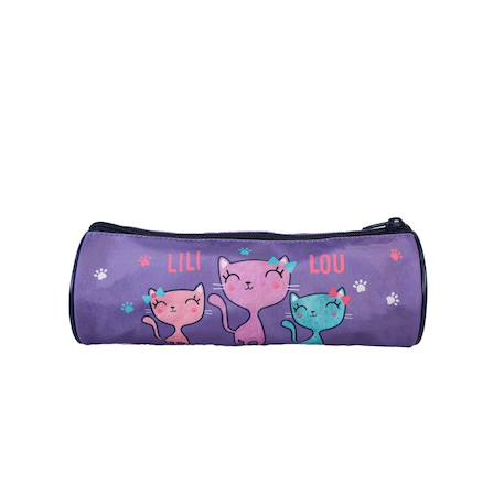 Lili lou - trousse scolaire ronde - violet - fille - 1 compartiment Violet 4 - vertbaudet enfant 