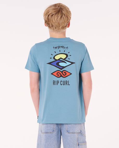 T-shirt à manches courtes let's see the waves enfant Bleu tempête+Bleu vert+Noir 3 - vertbaudet enfant 