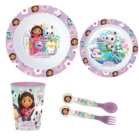 Set de vaisselle 5 pièces Blanc / violet / bleu 1 - vertbaudet enfant 