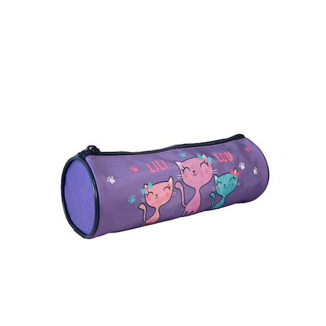 Lili lou - trousse scolaire ronde - violet - fille - 1 compartiment Violet 2 - vertbaudet enfant 