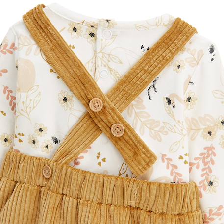 Ensemble bébé robe en velours côtelé et t-shirt swan Ocre 4 - vertbaudet enfant 