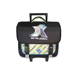-Beyblade - ? Cartable scolaire - roulettes 38 cm - garçon - noir/vert - 2 compartiments