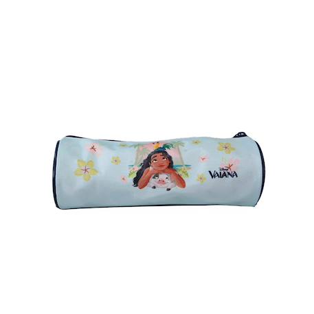 Vaiana - trousse scolaire ronde - fille - bleu - 1 compartiment zippé Bleu 4 - vertbaudet enfant 