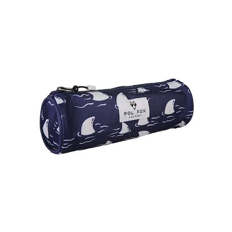 Trousse ronde garçon pol fox shark - maternelle - primaine - bleu marine avec motif requin Bleu 2 - vertbaudet enfant 