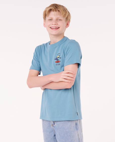 T-shirt à manches courtes let's see the waves enfant Bleu tempête+Bleu vert+Noir 2 - vertbaudet enfant 
