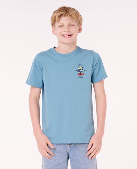 T-shirt à manches courtes let's see the waves enfant Bleu tempête+Bleu vert+Noir 1 - vertbaudet enfant 