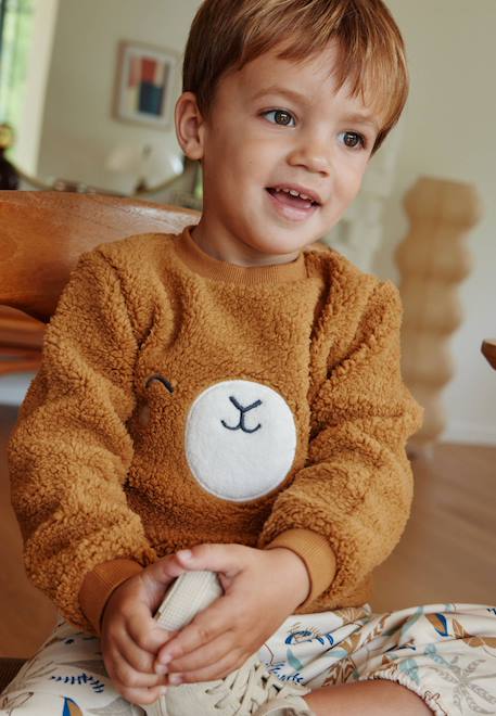 Garçon-Ensemble-Ensemble bébé sweat-shirt en sherpa et pantalon en molleton lamascotte