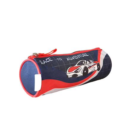 Phileas - trousse scolaire ronde voiture - bleu/rouge - garçon - 1 compartiment zippé Bleu 2 - vertbaudet enfant 
