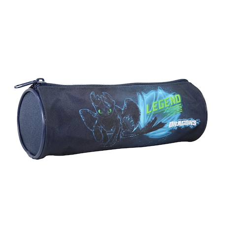 Dragons - trousse scolaire ronde - bleu - garçon - 1 compartiment zippé Bleu 2 - vertbaudet enfant 