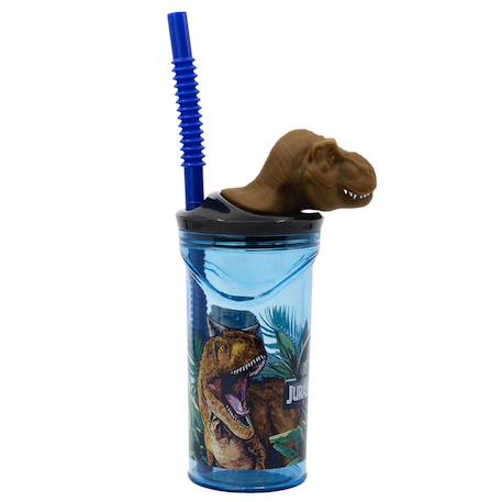 Gobelet plastique avec paille et décor 3d dinosaure jurassic world 360 ml Bleu / vert / noir 4 - vertbaudet enfant 