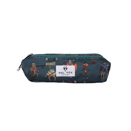 Trousse - compartiments garçon pol fox robot - maternelle - primaine - bleu avec motif robot Bleu 1 - vertbaudet enfant 
