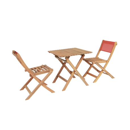 Table de jardin bistrot enfant bois d'acacia + 2 assises - elise Terracotta+Vert de gris 2 - vertbaudet enfant 