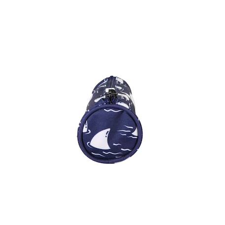 Trousse ronde garçon pol fox shark - maternelle - primaine - bleu marine avec motif requin Bleu 3 - vertbaudet enfant 
