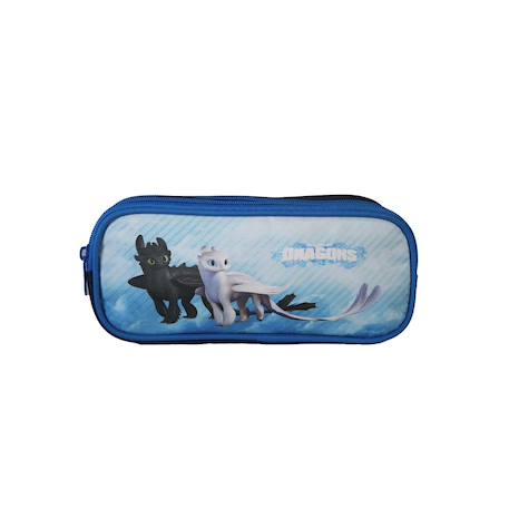 Fille-Accessoires-Fourniture scolaire-Dragons - trousse rectangulaire - bleu - garçon - 2 compartiments