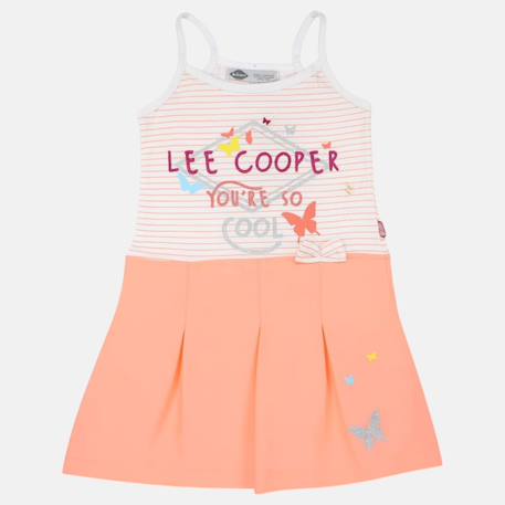 Robe  fille imprimé logo col rond Corail 4 - vertbaudet enfant 