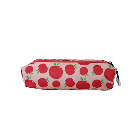 Trousse - compartiments fille pol fox pompom - maternelle - primaine - rose et rouge avec motif pomme Rose 4 - vertbaudet enfant 